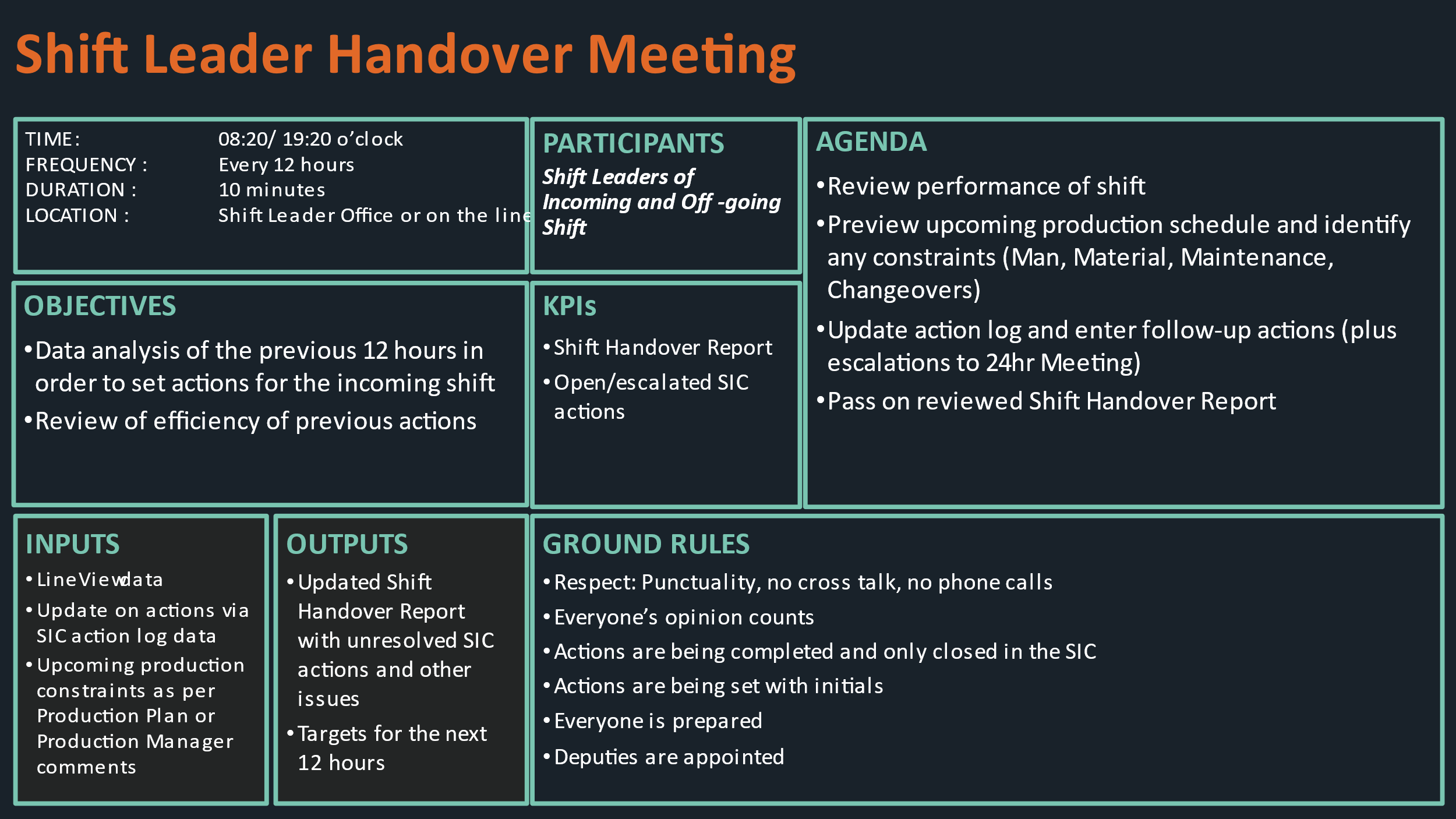 How to use shift handover policies & checklists for better OEE results